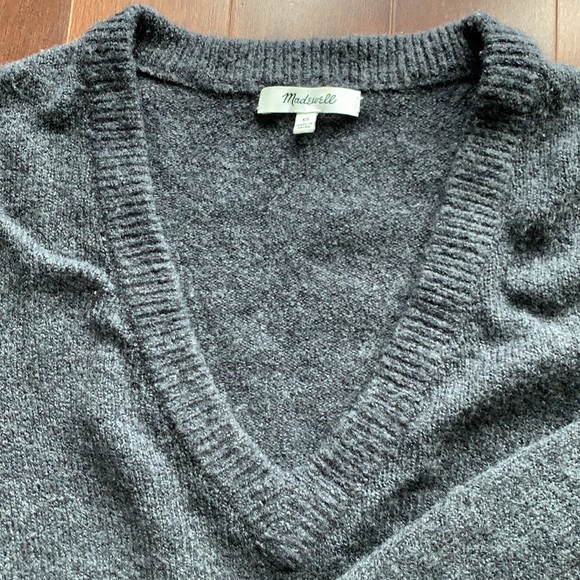 Madewell Wool Blend Bishop Sleeve Charcoal Sweater - Picture 4 of 5